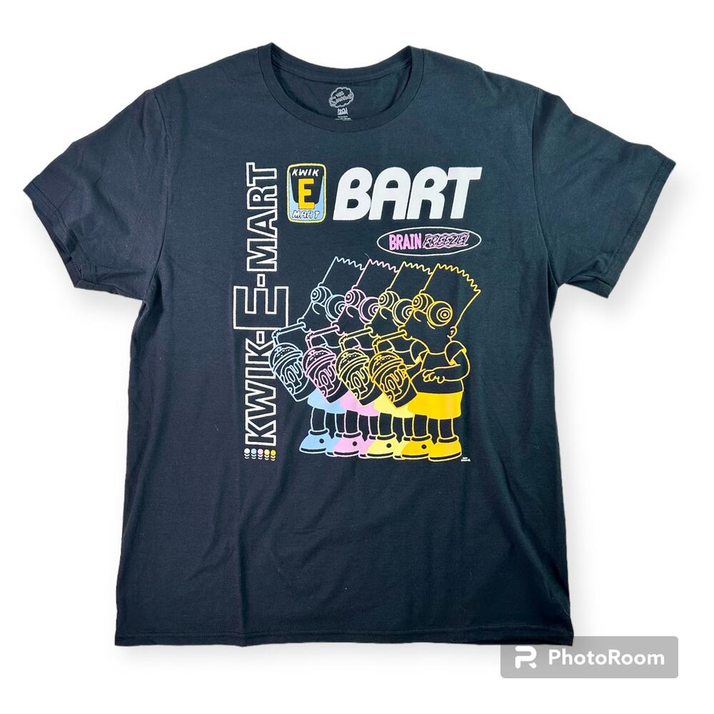 The Simpsons NWOT Large Cotton Bart Kwik-E-Mart Brain Freeze Neon T-Shirt